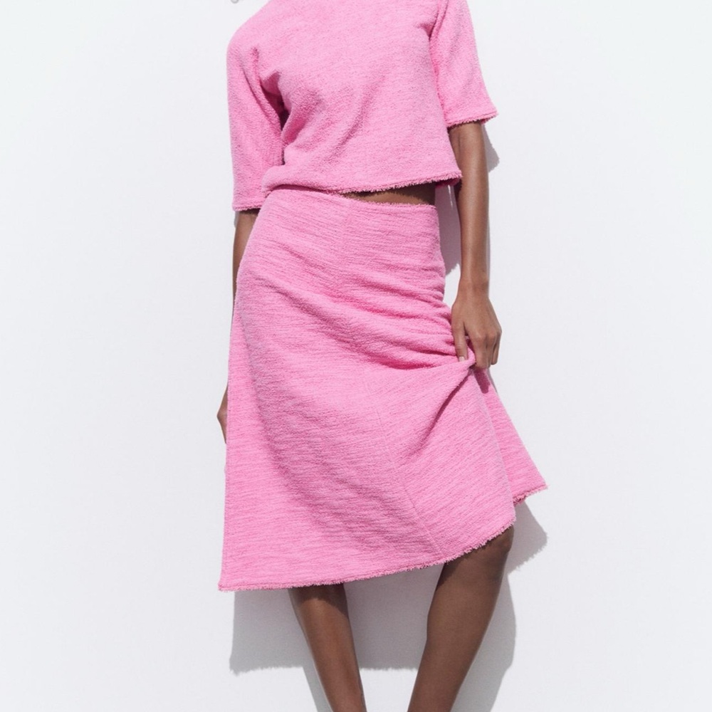 ZARA NWT PINK TWEED SKIRT SET